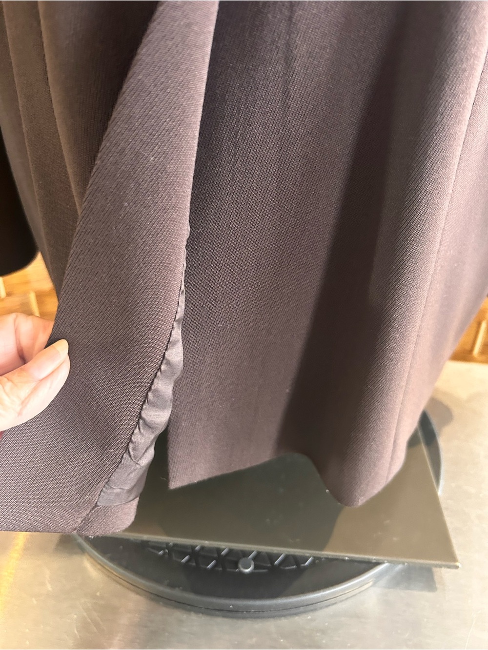 Vintage Lauren Ralph Lauren Wool Long Blazer Brown Leather Collar Equestrian 12 - Picture 10 of 13